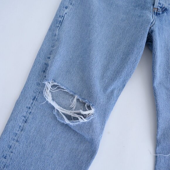 Agolde Los Angeles Loose Distressed 100% Cotton Light Wash Blue Denim 90s Jeans - Picture 8 of 14